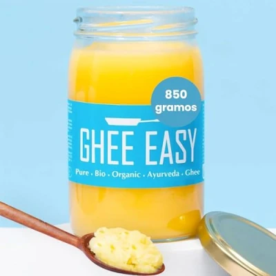 Imagen de Ghee Easy 850g Bio de Vacas Alimentadas con Pasto Ayurvédico Auténtico y Puro, Sin Aditivos Certificado Orgánico Biológico Libre Lactosa Gluten 100% Europeo