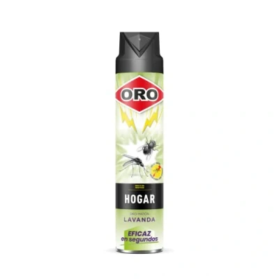 Imagen de ORO Insecticida Hogar Contra moscas y mosquitos Acción inmediata máxima eficacia Para interiores exteriores Agradable aroma a lavanda 750 ml