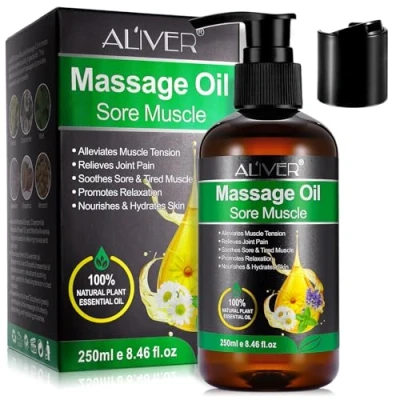 Imagen de Aceite de Masaje, 250ml Massage Oil para Calmar, Calentar y Relajar, Masajes en Musculos, Espalda, Hombro, Pies, Rodilla, Contracturas