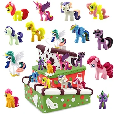 Imagen de WELLXUNK® Figuras my Little Pony, 12 Piezas Unicornio, Cake Topper Pony Figuras, Juguetes, Decoración de Tartas Cumpleaños Unicornio