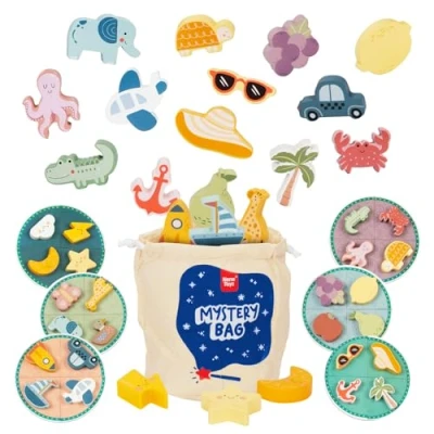 Imagen de Nene Toys Juego Bingo Táctil Sensorial de Estimulación y Motricidad Fina para Niños 3+ años Mesa Familiar Niñas 3 4 5 Juguete Madera Toca Encuentra