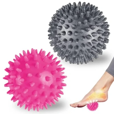 Imagen de 2 Bolas de Masaje Set, 7CM Sport Masaje, para aliviar Dolores musculares, Pelotas con Pinchos, Tejido Profundo Usarse en Antebrazos, Espalda, Manos, Pies