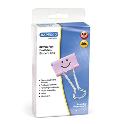 Imagen de Rapesco 1352 Pinzas/Clips Divertidos de 32 mm con Brazos Plegables, Rosa, Paquete 20
