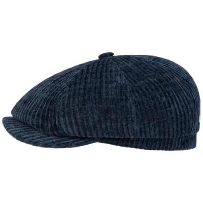 Imagen de Stetson Gorra Hatteras Corduroy Jersey Hombre Made in The EU Newsboy Gorro Ivy con Visera, Forro Invierno otoño/Invierno XL (60 61 cm) Azul Oscuro