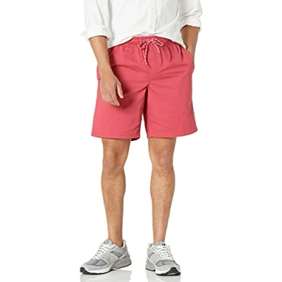 Imagen de Amazon Essentials Pantalones Cortos para Caminar con 20 cm de Pernera, Cordón Ajuste y Corte Holgado (Disponibles en Tallas Grandes) Hombre, Rojo Efecto Lavado, S