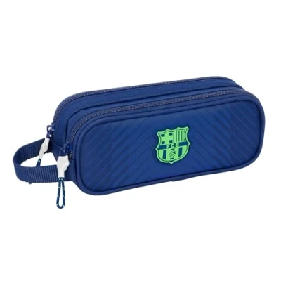Imagen de Safta F.C. Barcelona Navy Blue Portatodo Doble Niño, Estuche Infantil, Ideal para Niños en Edad Escolar, Cómodo y Versátil, Calidad Resistencia, 21x6x8 cm