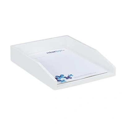 Imagen de Relaxdays, Blanco Bandeja para Cartas, Apilable, DIN A4, Organizador de Oficina, Bambú, 6,5 x 25 33,5 cm