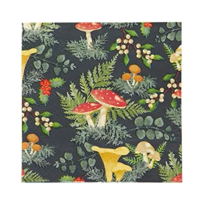 Imagen de Talking Tables servilletas de cena otoño con hongos y del bosque bosque, paquete 20 papel reciclables para Navidad, fiesta infantil, invierno, decoupage, almuerzo