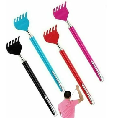 Imagen de 1 rascador de espalda acero inoxidable al azar, extensible portátil, compacto metal 14 cm a 36 cm, telescópico para mascotas humanas