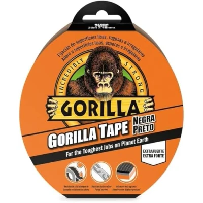 Imagen de Gorilla Tape Cinta Americana Negra, 32m x 48mm Agarre Extrafuerte en Superficies Rugosas e Irregulares Multiusos y Resistente al Agua