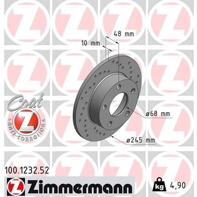 Imagen de ZIMMERMANN SPORT COAT Z 100.1232.52 Disco de freno 245 10 5/5 5 112 macizo, perforado revestido VOLKSWAGEN: Passat B5 GP Berlina, Variant