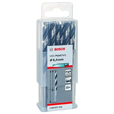Imagen de Bosch Professional 10 brocas helicoidales HSS PointTeQ, para metal, 6.4 x 63 101 mm, accesorio de taladro