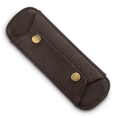 Imagen de LEABAGS Almohadilla de hombro cuero búfalo genuino Aspecto vintage Correa para bolsas con superficie antideslizante 18x6cm Rojo marrón