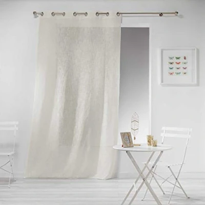 Imagen de Douceur d&#039;Intérieur Haltona Panel con Ojales, Efecto Lino, Tejido Haltona, poliéster, Natural, 280 x 140 cm