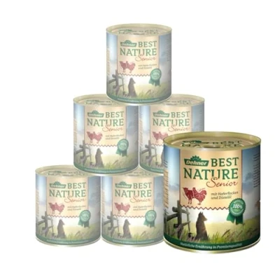 Imagen de Dehner Best Nature Comida húmeda para Perros Mayores, Cordero, Avena, 6 latas de 800 g (4,8 kg)