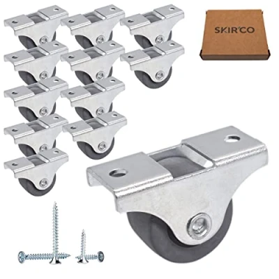 Imagen de SKIR&#039;CO Paquete de 12 ruedas pequeñas para muebles 25 mm, goma, fijas, no giratorias, dirección unidireccional, tornillos incluidos (12)