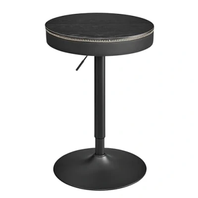 Imagen de VASAGLE EKHO Colección Mesa de Bar Regulable en Altura, Mesita con Almacenaje, Piel Sintética Costuras, Moderno Siglo Medio, Cocina Barra Casera, Salón, Negro Ébano y Tinta