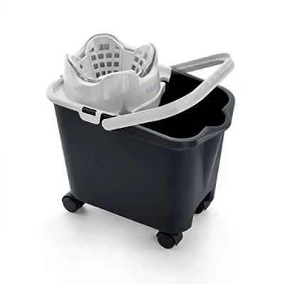 Imagen de Mery Cubo con Escurridor Automático Fregona Ruedas Capacidad: 14L Polipropileno Acero Gris Claro y Oscuro