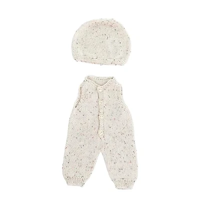 Imagen de Miniland Conjunto beig de Punto para muñeco 40cm. Pelele y gorrito. Fabricado en España con Textil Reciclado. Dolls.