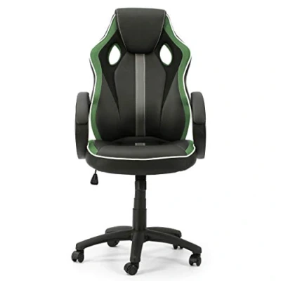 Imagen de VS Venta stock Sillón de Oficina elevable y reclinable Formula tapizado con Piel sintética Tela Rejilla, Color Negro Verde, reposabrazos Acolchado