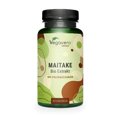 Imagen de BIO Maitake Vegavero® La dosis más alta 8500 mg 50% de Polisacáridos Sin Aditivos Testado Sistema Inmunológico + Estrés &amp; Ansiedad Adaptógeno 60 Cápsulas TCM