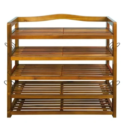 Imagen de Casaria® Zapatero 5 Baldas Estantería Organizador Zapatos 95x26x82cm Madera Acacia Certificado FSC® Entrada Pasillo
