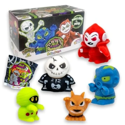 Imagen de #sbabam Funny Box Horror Show Jelly Planet Juguetes a Partir de 3 años, 4 Unidades, para niños Halloween con Efecto Ventosa, pequeños y fosforescentes, Monstruos