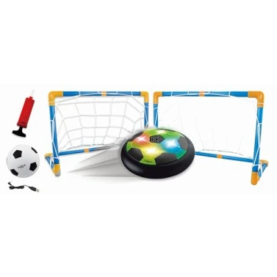 Imagen de Lexibook Aerofoot, Disco de fútbol aerodeslizador, 2 porterías, Bomba y balón Hinchable incluidos, rápido dinámico, Efectos Luminosos, Bordes Espuma antichoque, Recargable, Large