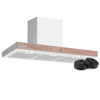 Imagen de Klarstein ZenFusion T Campana Extractora 90cm, 885 m3/h Boost, Motor CC 210W, A++ Eficiencia, LED 4000K, 47 dB Silenciosa, Táctil, Blanco, Recirculación &amp; Filtro Carbón