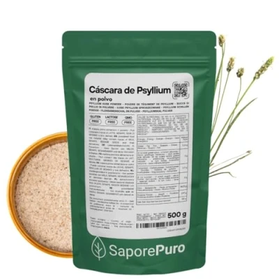Imagen de Saporepuro Cáscara de psyllium 99% pureza organico fibra plantago ovata 500 gr