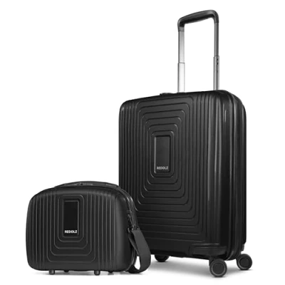 Imagen de REDOLZ Essentials 14 Productos habituales, Color negro., 2 SET Trolley+ erweiterbar &amp; BC, Carro rígido con ruedas giratorias