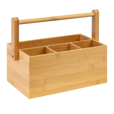 Imagen de Westmark Organizador de cocina/mesa, 4 Compartimentos, Con asa transporte, Dimensiones: 28 x 15 22 cm, Bambú, Tapas + Friends, Marrón claro, 69802270