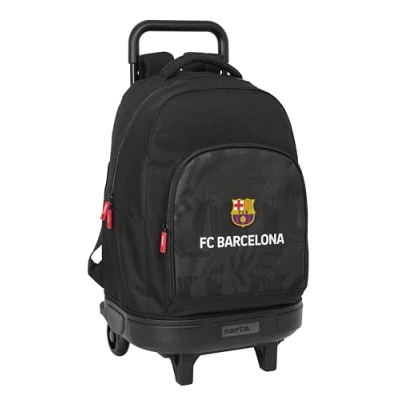 Imagen de Safta F.C. BARCELONA BLACK Mochila Grande con Ruedas, Compacta, Extraíble, Ideal para Niños de Diferentes Edades, Cómoda y Versátil, Calidad Resistencia, 33x22x45 cm, Color Negro