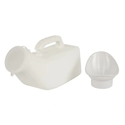 Imagen de Mobiclinic, Orinal unisex, 1 L de capacidad, Con tapa, portátil, Fácilmente lavable, Cuña orinal, Ligero, Inodoro Urinario, Resistente, Blanco