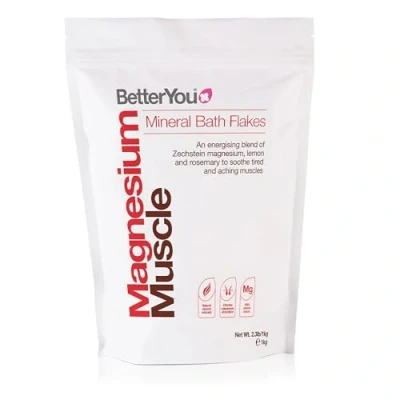 Imagen de BetterYou Magnesio Transdérmico Músculo en Escamas 1 Kg Sales de Baño Minerales Ayuda para la Recuperación Muscular Post Entreno Reducción del Cansancio y Fatiga Apto Veganos