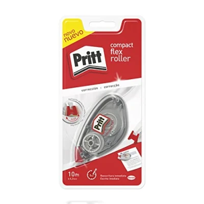 Imagen de Pritt Roller Compact, Corrector para Tapar Errores, Correctores de Bolígrafo y Textos Impresos, Versátil Blanco Frases Letras, 4.2 mm x 10 m