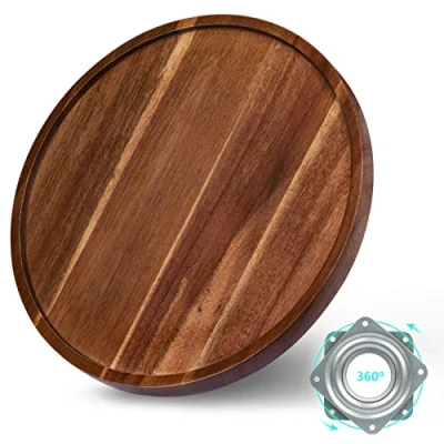 Imagen de ANBOXIT Lazy Susan Organizador para Mesa, Tocadiscos de Madera 12 Pulgadas gabinete, Acacia Cocina, Estante Especias (1 Unidad)