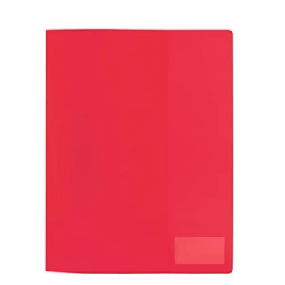 Imagen de HERMA 19490 carpeta de archivos A4, color rojo translúcido, paquete 3, plástico con etiqueta etiquetado, bolsillo deslizante y lengüeta grapas metal, juego carpetas