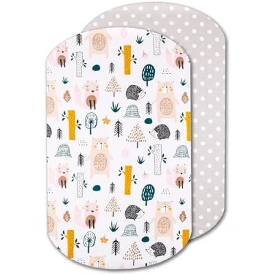 Imagen de Sábanas Minicuna 100% Algodón Compatible con Next to Me Kinderkraft Marca Francesa Fabricado en Europa (60 x 80 cm, Animales Bosques)