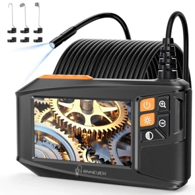 Imagen de Camara Endoscopica con Pantalla y Luz, Ennovor 1920P HD Inspeccion Tuberias, 4.3&quot; IPS 8 Leds Ajustables, No App WiFi Cámara Endoscópica Cable Semi Rígido (33FT/10M)