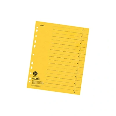 Imagen de FALKEN Separadores de cartón reciclaje, color amarillo A4 100er Pack