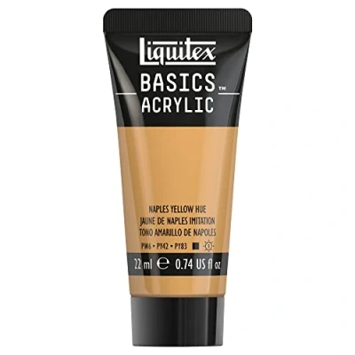 Imagen de Liquitex Basics Pintura Acrílica, Para Bellas Artes y Manualidades, Resistentes a la Luz, Viscosidad Media, Acabado Satinado, Tubo De 22 ml Amarillo Napoles