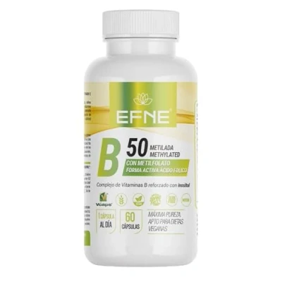 Imagen de EFNE vitamina B 50 Metilada con metilfolato 60 cápsulas Veganas Complejo de + Colina e inositol Dosis Alta Incluimos la B12 como metilcobalamina