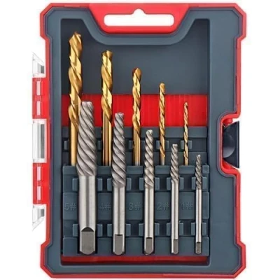 Imagen de Hi Spec Juego de Extractores Tornillos y Brocas HSS 10 Piezas. Fácil Extracción, Remover con Espiral Rosca Izquierda para Tornillos, Pernos Dañados, Rotos o Desgastados