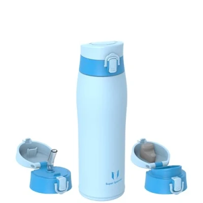 Imagen de Super Sparrow Botella Agua Acero Inoxidable Termica 750ml Termo Sin BPA, Botellas Niños Incluye 2 Tapas con Pajita y Tapa Deportiva