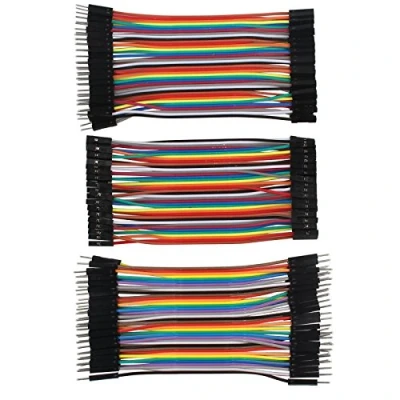 Imagen de HALJIA 120pcs 10 cm 4 inch Multicolored Dupont alambre 40Pin macho a hembra, 40 pines macho, hembra protoboard Jumper Cables de cinta