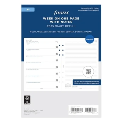 Imagen de Filofax Agenda A5 semanal en una página con notas 2025