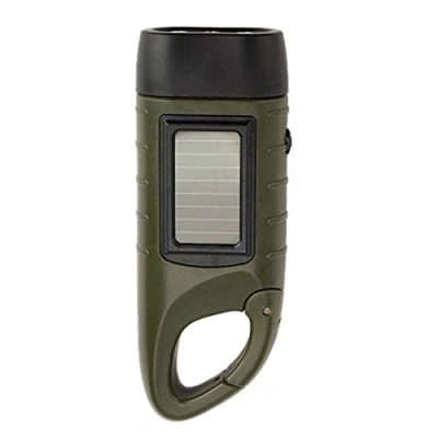 Imagen de EBILUN Manivela solar recargable LED camping linterna de emergencia antorcha portátil mosquetón energía para acampar escalada senderismo Verde