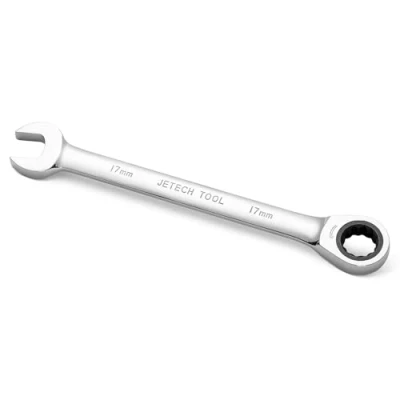 Imagen de Jetech Llaves de carraca 17mm, llave trinquete combinada, engranaje acero Cr V grado industrial acabado cromo pulido, métricas