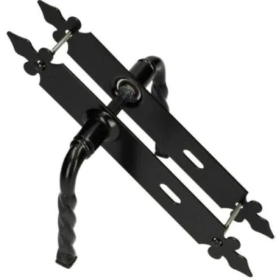 Imagen de KOTARBAU picaporte para puerta de 72 mm PZ/BB/WC, decorativo negro, universal, interior y exterior, hierro forjado, resistente a la corrosión (BB)
